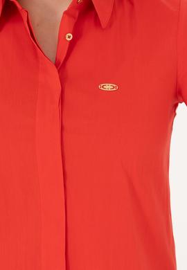 Kadın Kırmızı Kısa Kollu Gömlek - 50264219009