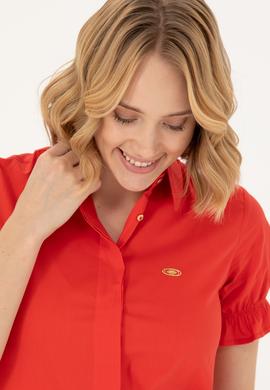 Kadın Kırmızı Kısa Kollu Gömlek - 50264219009