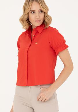 Kadın Kırmızı Kısa Kollu Gömlek - 50264219009