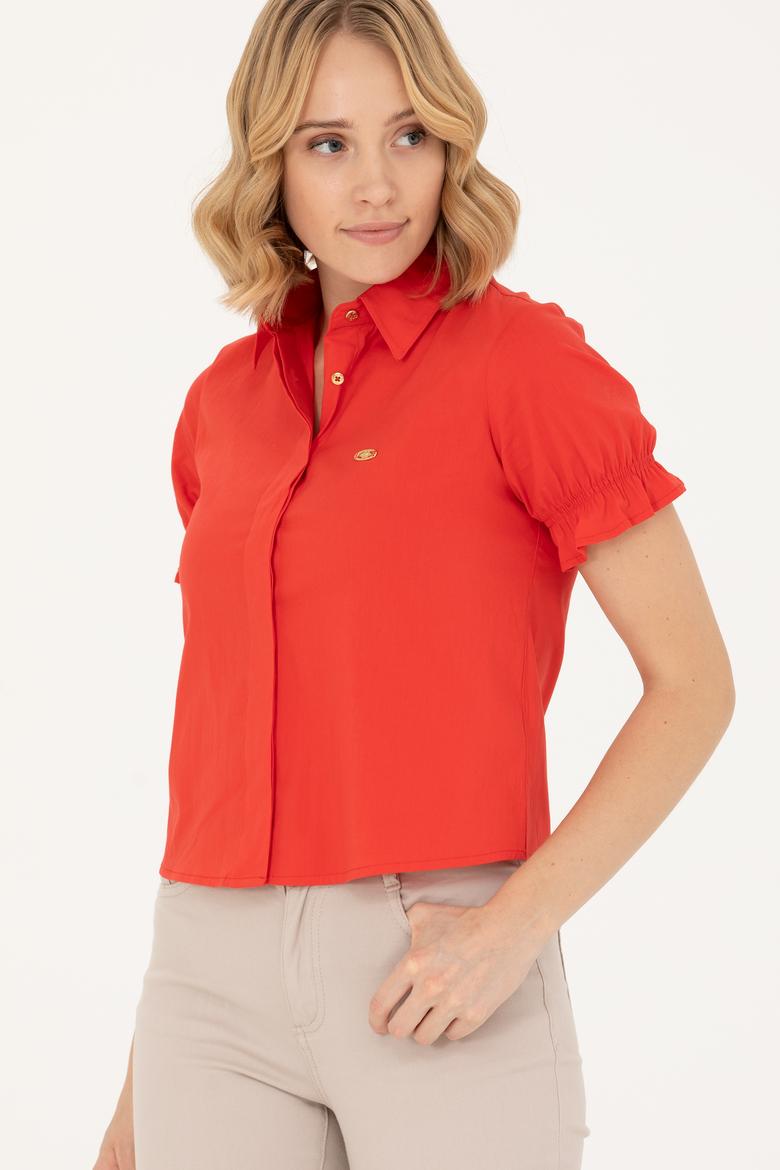 Kadın Kırmızı Kısa Kollu Gömlek