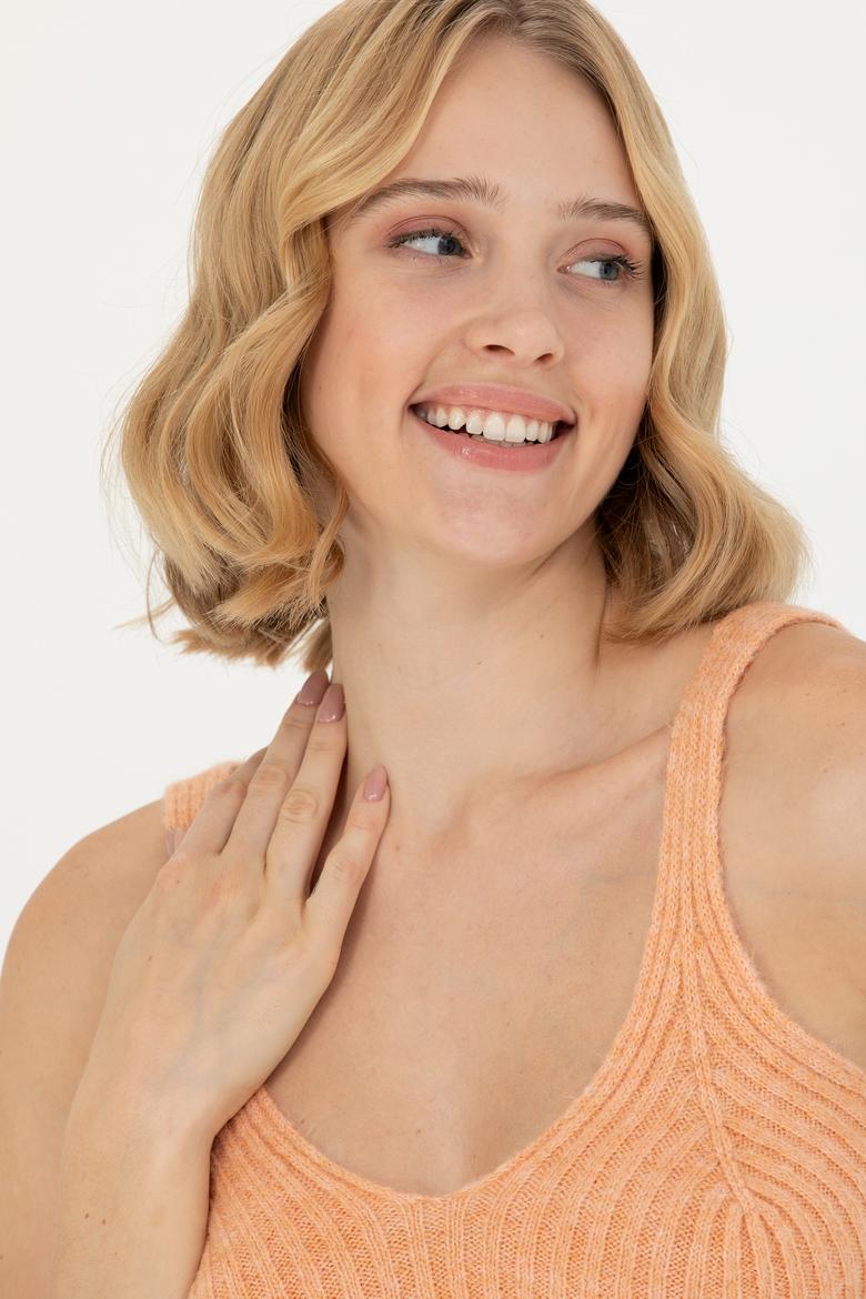 Kadın Pudra V Yaka Kazak - 50269506004