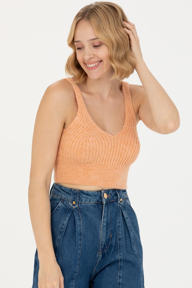 Kadın Pudra V Yaka Kazak - 50269506004