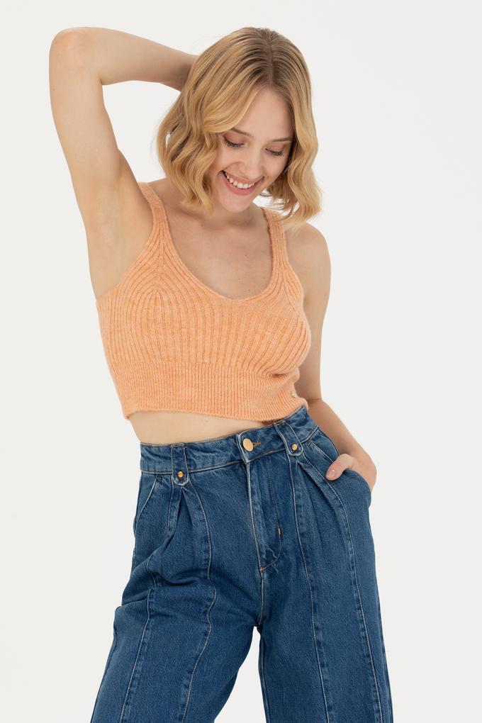 Kadın Pudra V Yaka Kazak