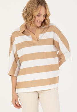 Kadın Camel Polo Yaka Tişört - 50262556003