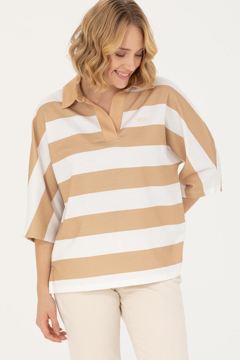 Kadın Camel Polo Yaka Tişört - 50262556003