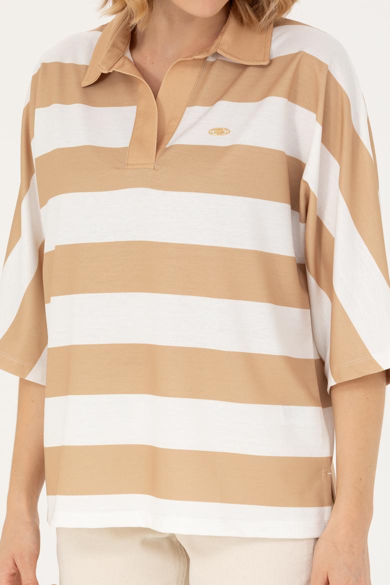 Kadın Camel Polo Yaka Tişört - 50262556003