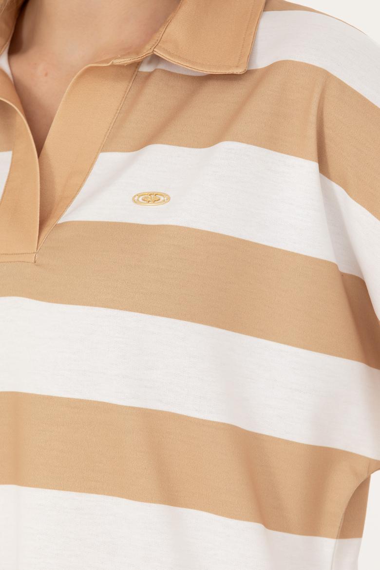 Kadın Camel Polo Yaka Tişört - 50262556003