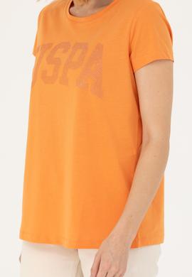 Kadın Turuncu Basic Bisiklet Yaka Tişört - 50262670021