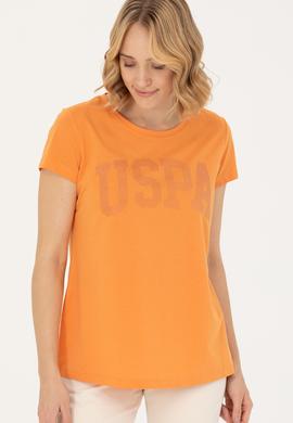 Kadın Turuncu Basic Bisiklet Yaka Tişört - 50262670021