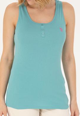 Kadın Mint Bisiklet Yaka Kolsuz Basic Tişört - 50262673021