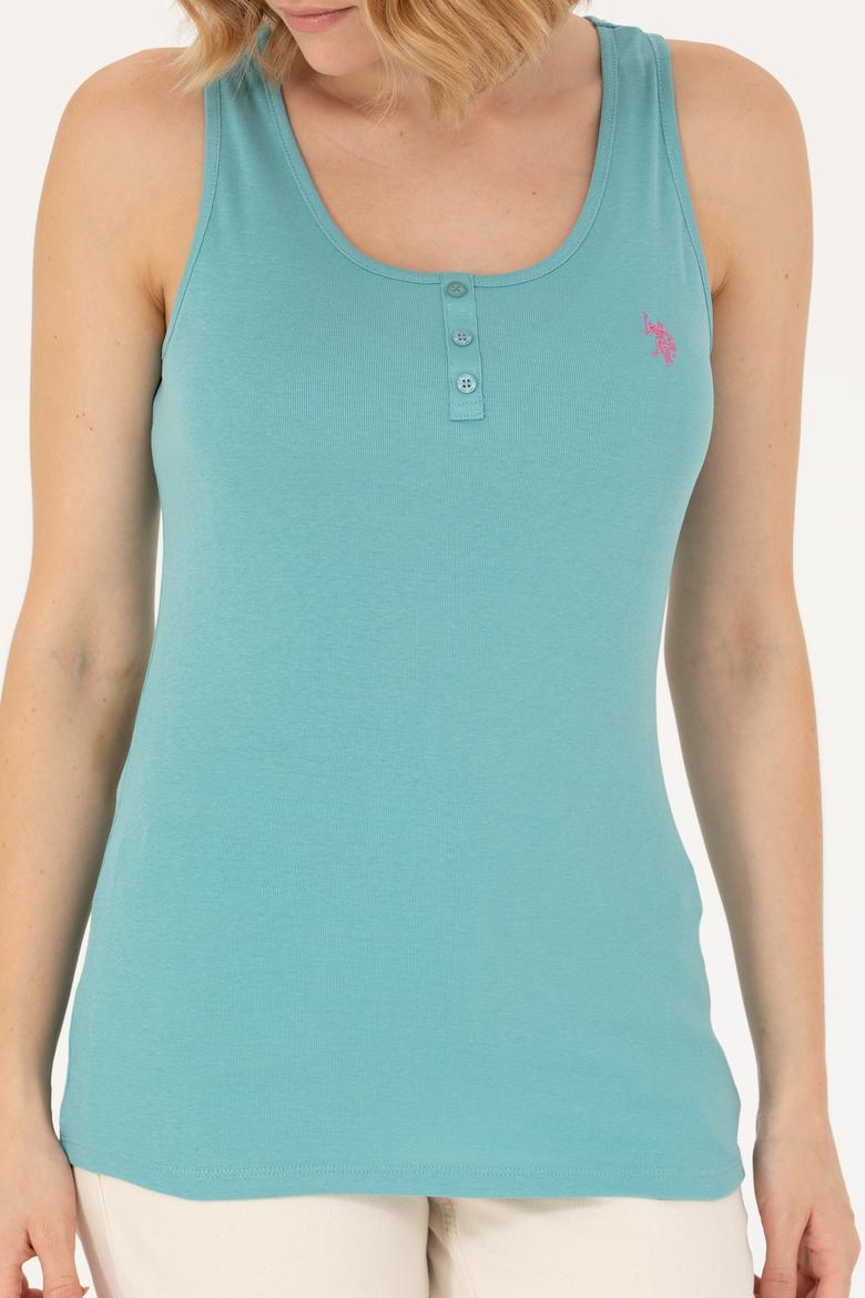 Kadın Mint Bisiklet Yaka Kolsuz Basic Tişört - 50262673021