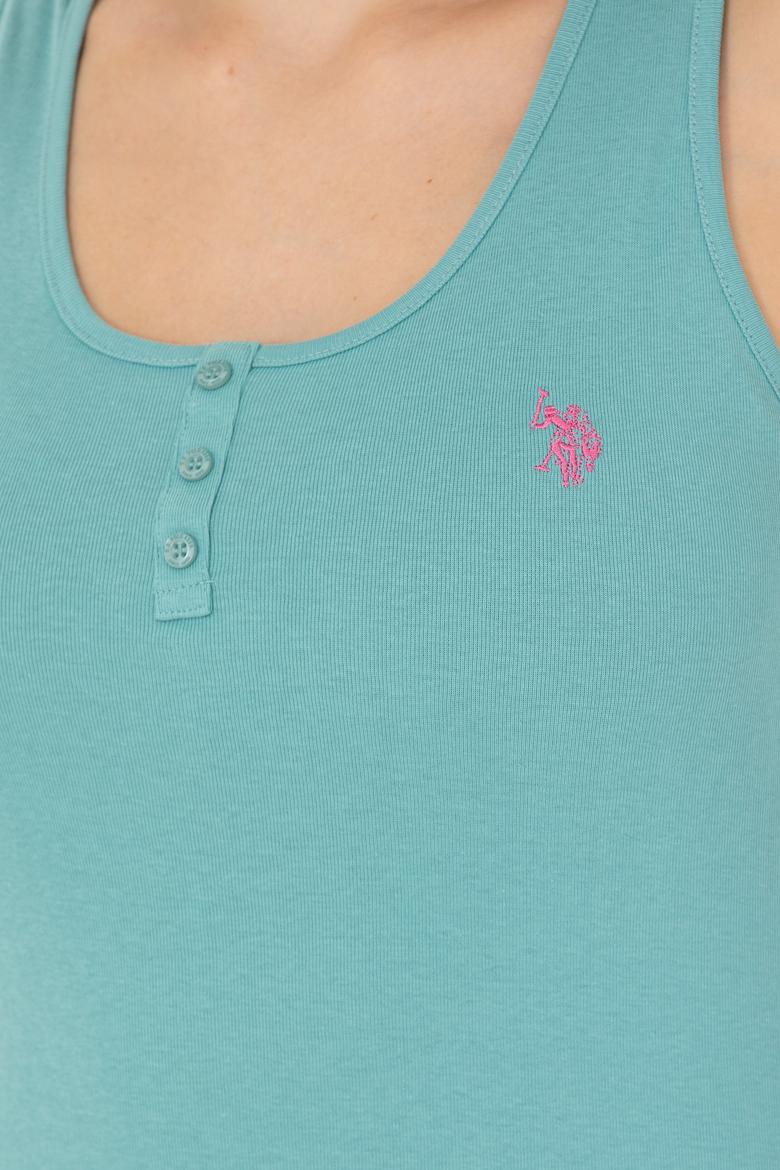 Kadın Mint Bisiklet Yaka Kolsuz Basic Tişört - 50262673021