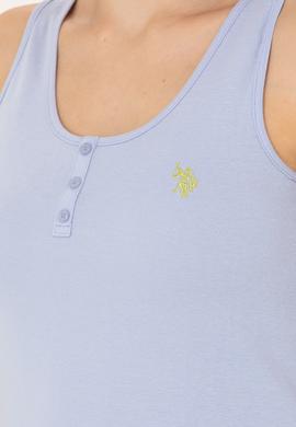 Kadın Mavi Bisiklet Yaka Kolsuz Basic Tişört - 50262673105