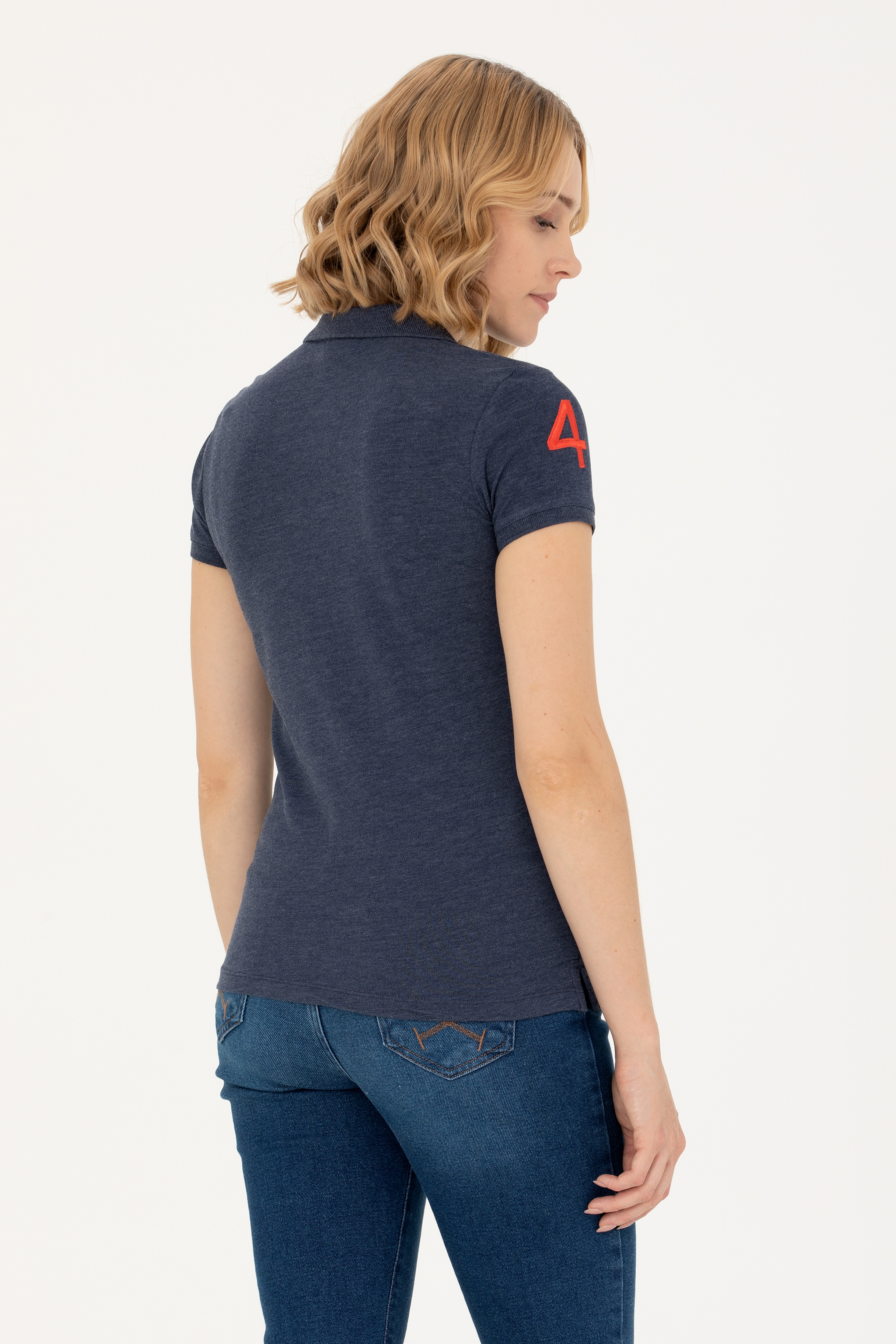 Kadın Lacivert Basic Polo Yaka Tişört
