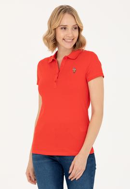 Kadın Kırmızı Polo Yaka Tişört - 50262715211