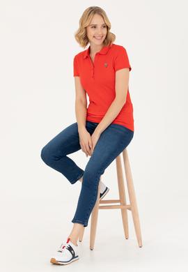 Kadın Kırmızı Polo Yaka Tişört - 50262715211