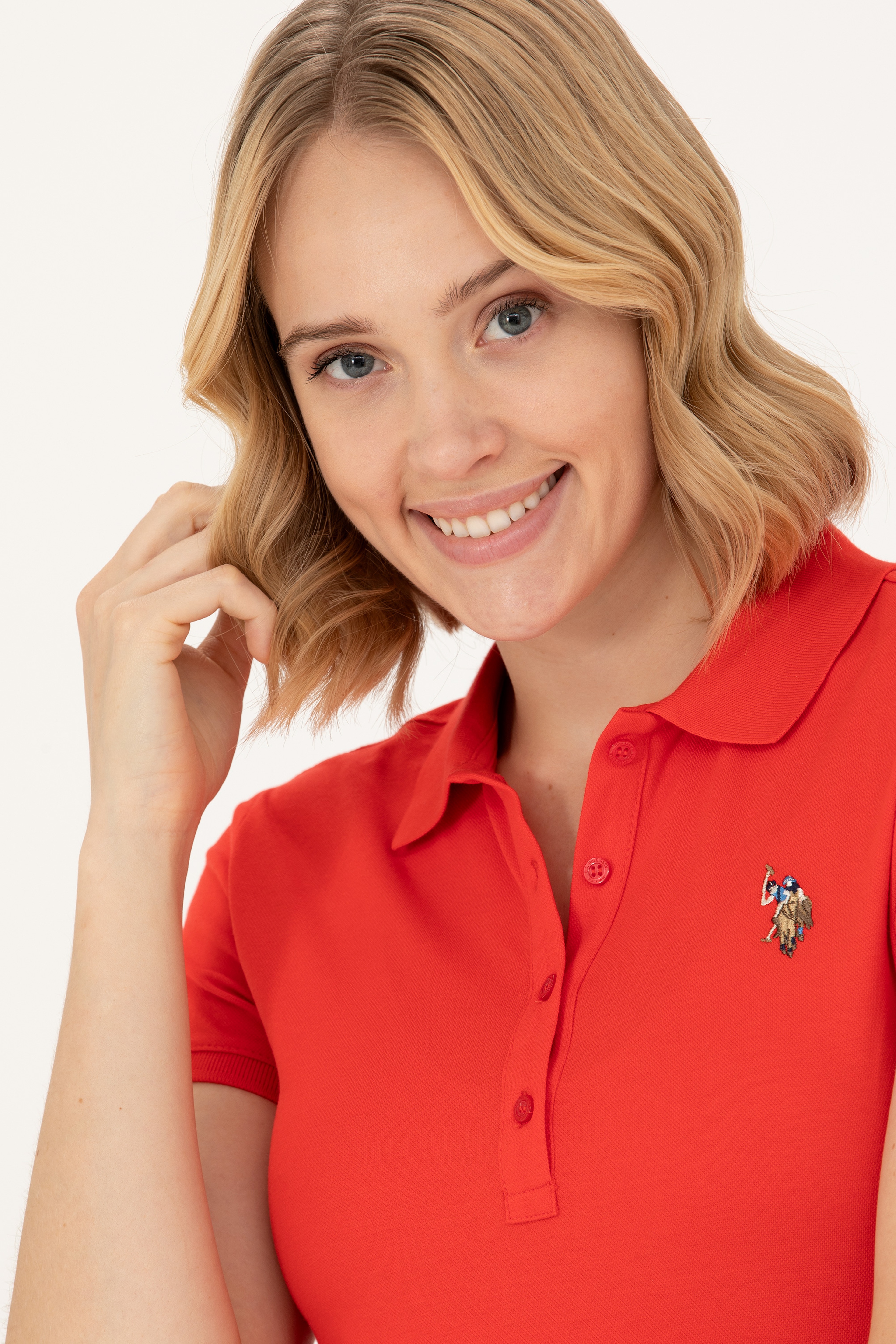 Kadın Kırmızı Polo Yaka Tişört - Image 2