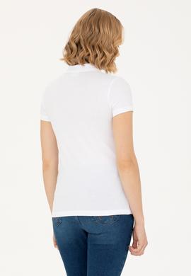 Kadın Beyaz Polo Yaka Tişört - 50262716006