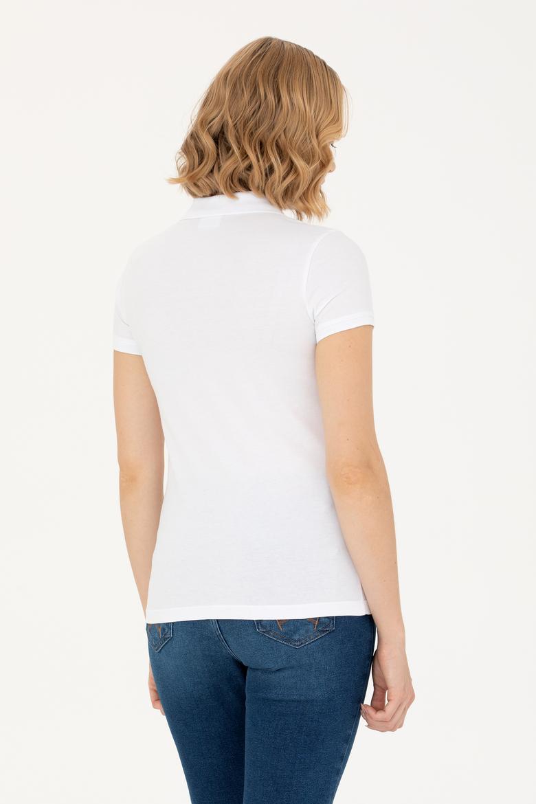 Kadın Beyaz Polo Yaka Tişört - 50262716006