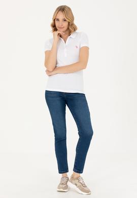 Kadın Beyaz Polo Yaka Tişört - 50262716006