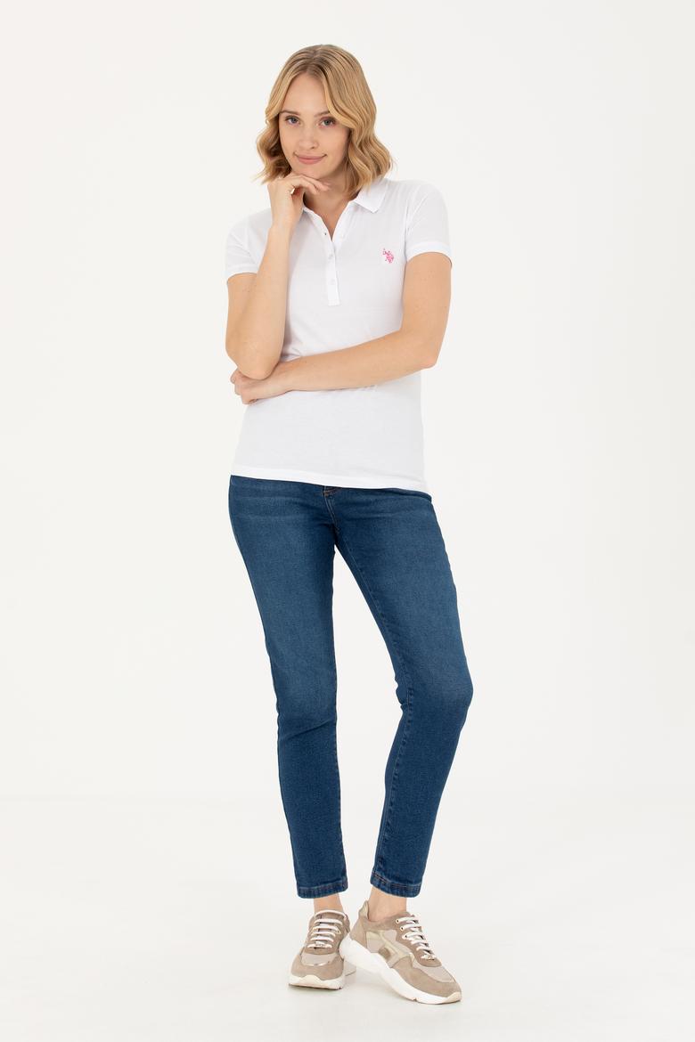 Kadın Beyaz Polo Yaka Tişört - 50262716006