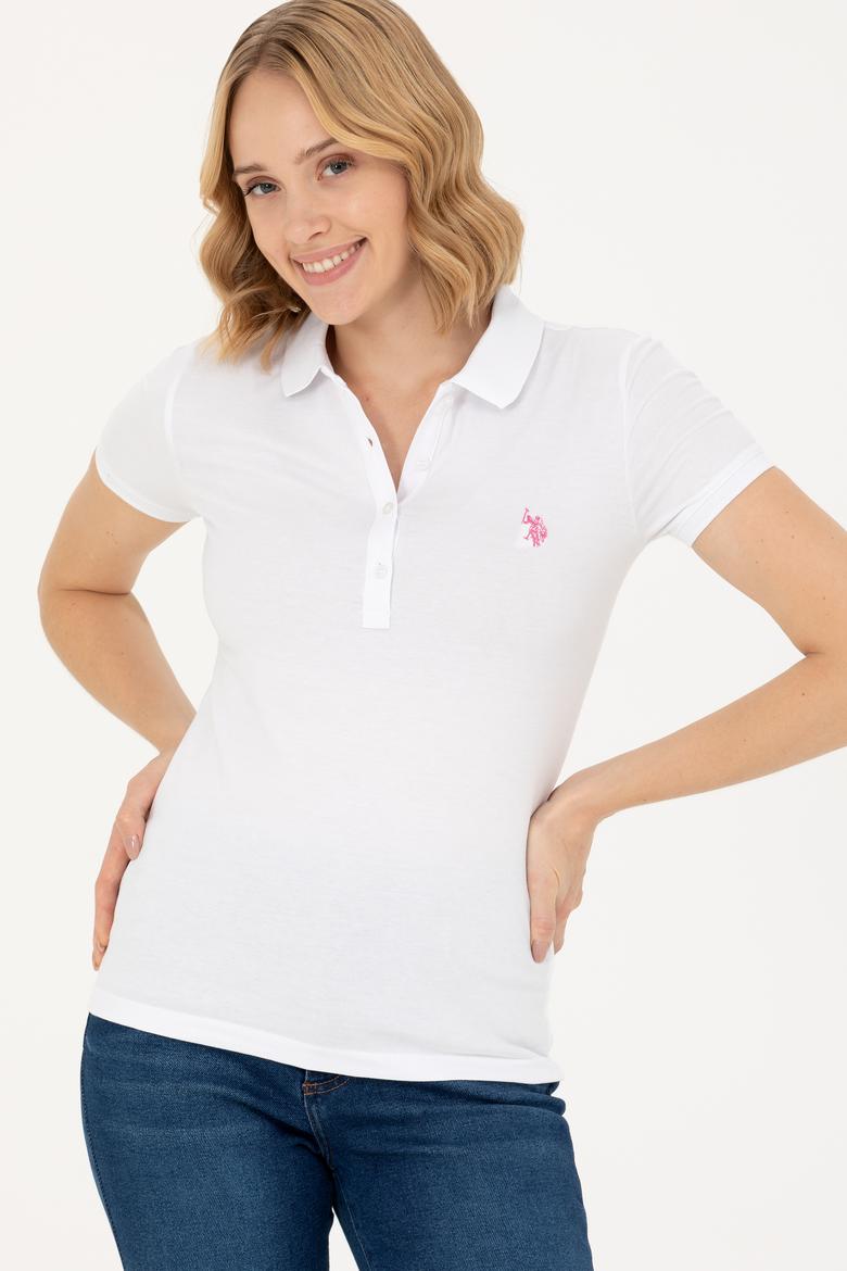 Kadın Beyaz Polo Yaka Tişört - 50262716006