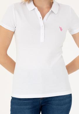 Kadın Beyaz Polo Yaka Tişört - 50262716006