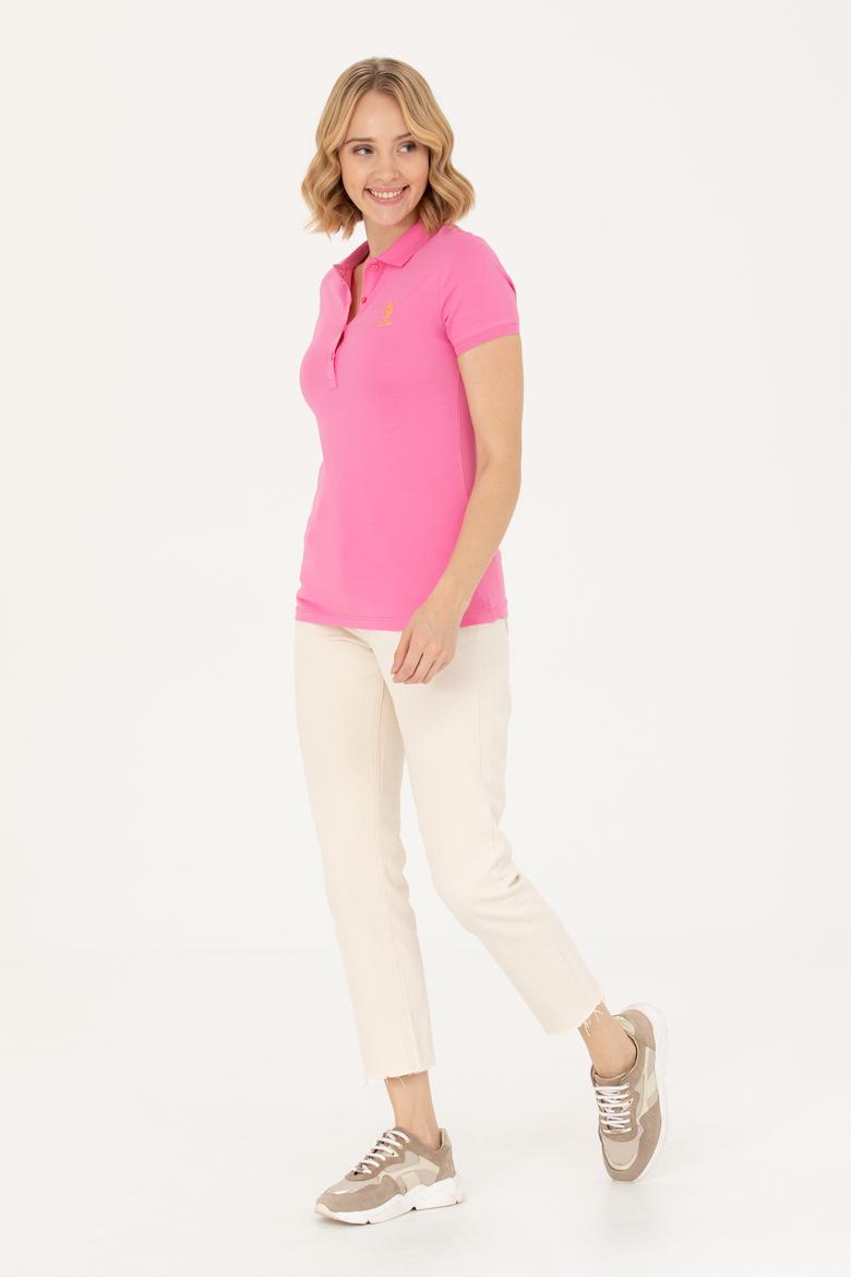 Kadın Pembe Polo Yaka Tişört - 50262716070