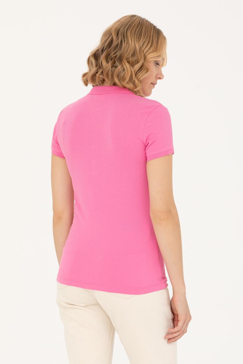 Kadın Pembe Polo Yaka Tişört - 50262716070