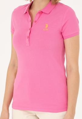 Kadın Pembe Polo Yaka Tişört - 50262716070