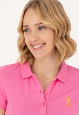 Kadın Pembe Polo Yaka Tişört - 50262716070