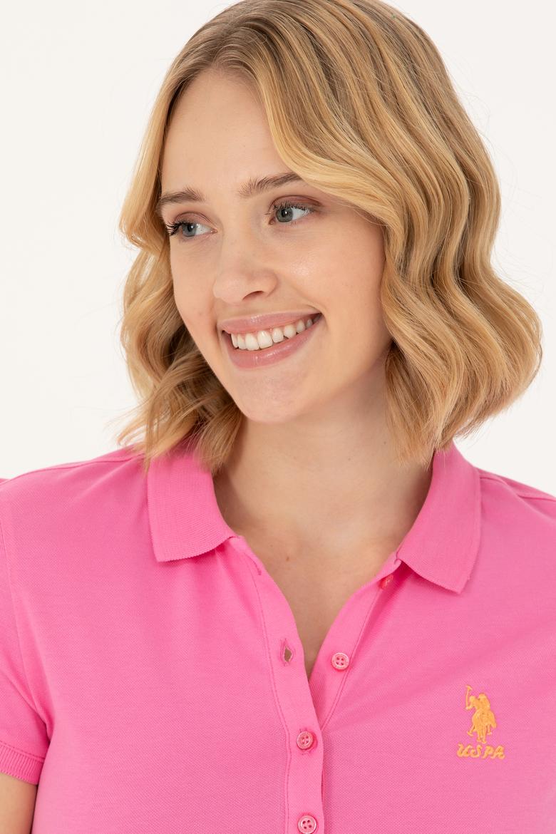 Kadın Pembe Polo Yaka Tişört - 50262716070