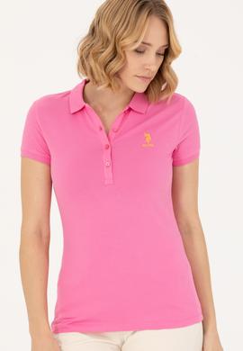 Kadın Pembe Polo Yaka Tişört - 50262716070