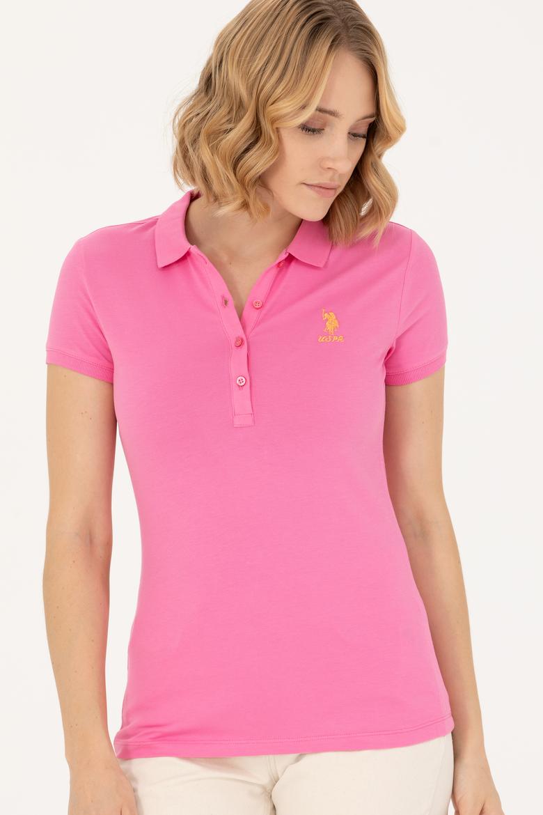 Kadın Pembe Polo Yaka Tişört - 50262716070