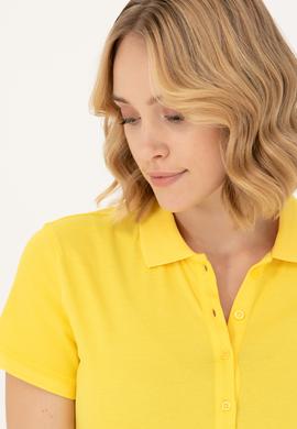 Kadın Koyu Sarı Basic Polo Yaka Tişört - 50262675053