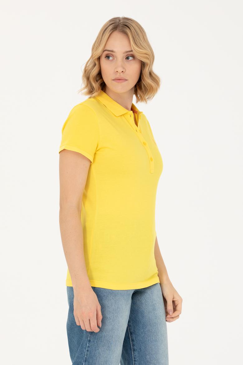 Kadın Koyu Sarı Basic Polo Yaka Tişört - 50262675053