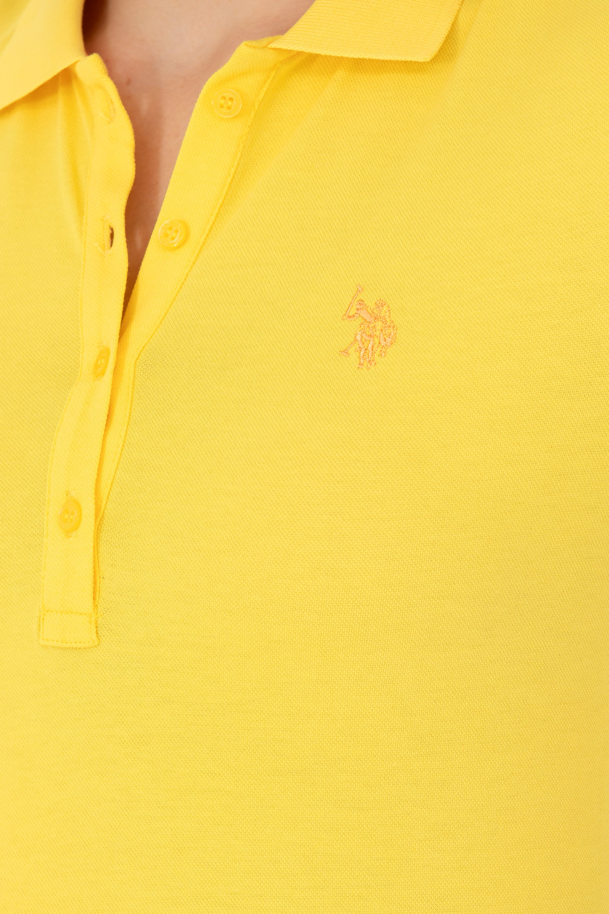 Kadın Koyu Sarı Basic Polo Yaka Tişört - Image 7