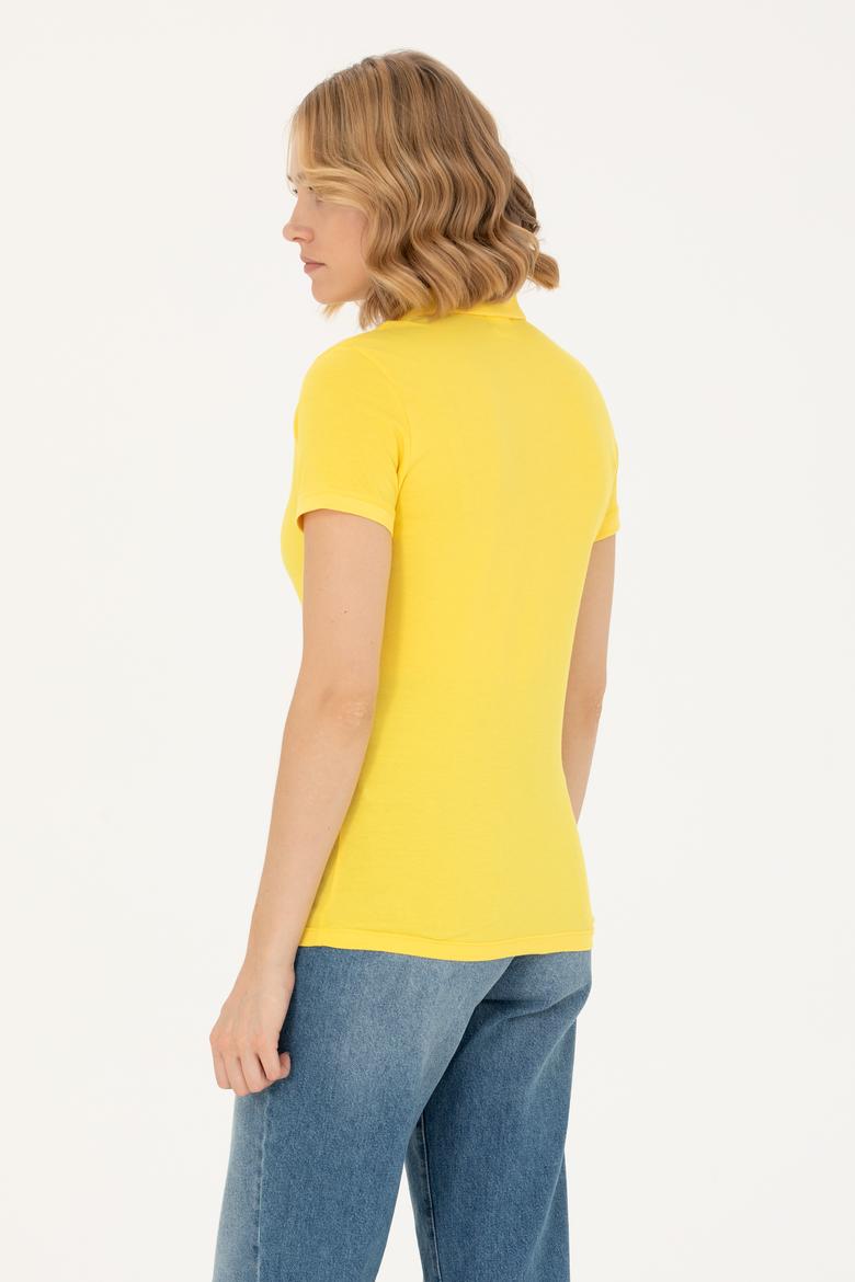 Kadın Koyu Sarı Basic Polo Yaka Tişört - 50262675053