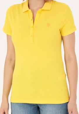 Kadın Koyu Sarı Basic Polo Yaka Tişört - 50262675053
