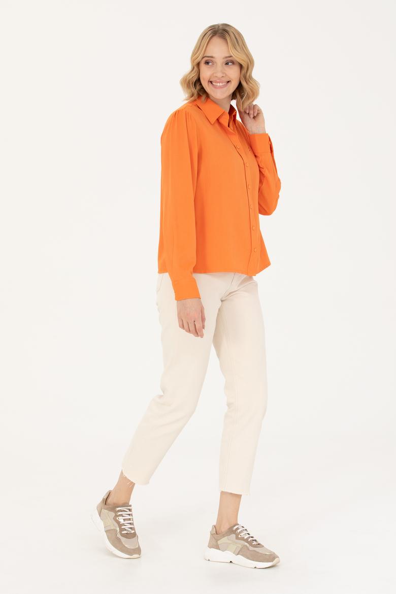 Kadın Turuncu Uzun Kollu Gömlek - 50264173029