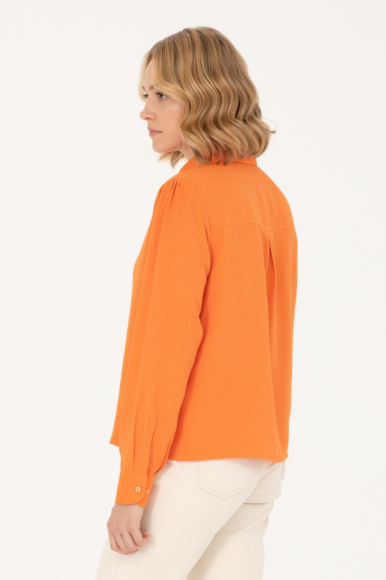 Kadın Turuncu Uzun Kollu Gömlek - 50264173029