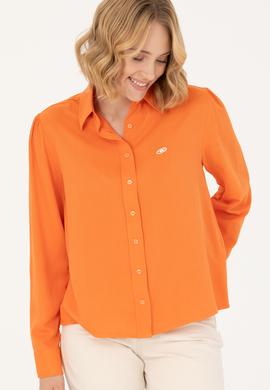 Kadın Turuncu Uzun Kollu Gömlek - 50264173029