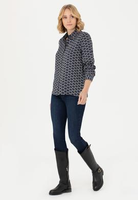Kadın Lacivert Uzun Kollu Gömlek - 50271520004