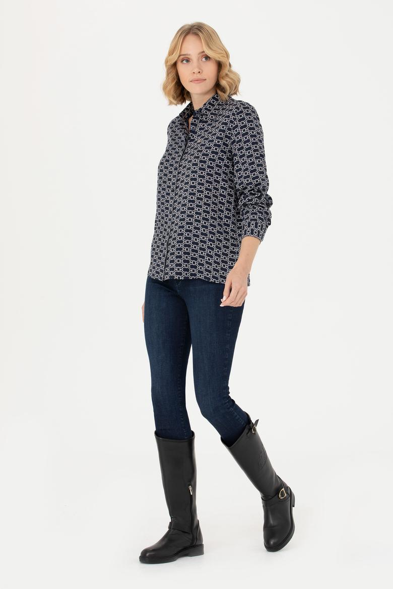 Kadın Lacivert Uzun Kollu Gömlek - 50271520004