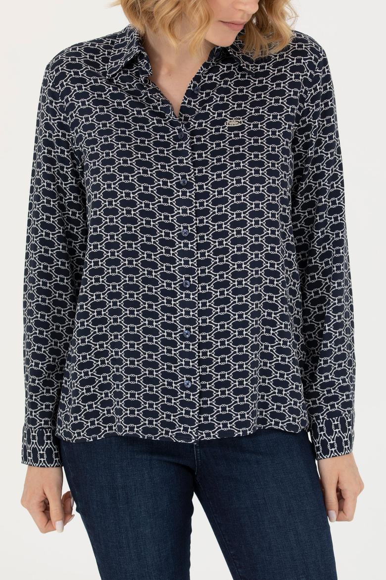 Kadın Lacivert Uzun Kollu Gömlek - 50271520004