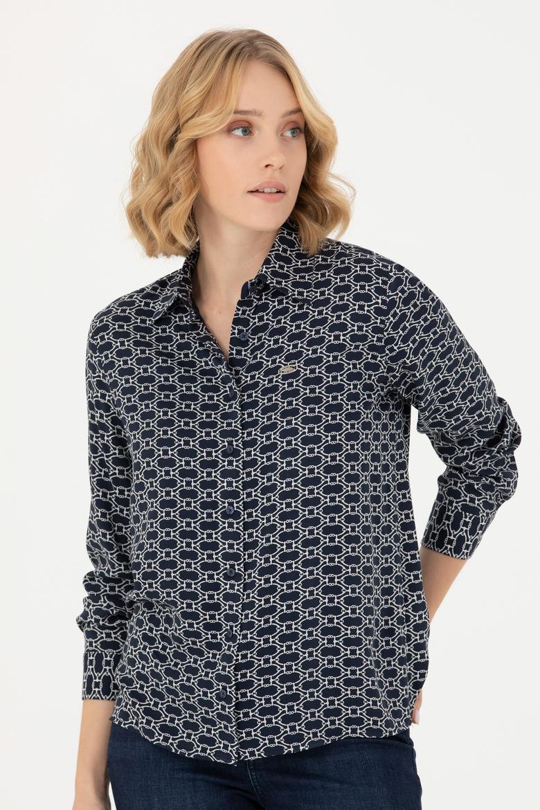 Kadın Lacivert Uzun Kollu Gömlek - 50271520004