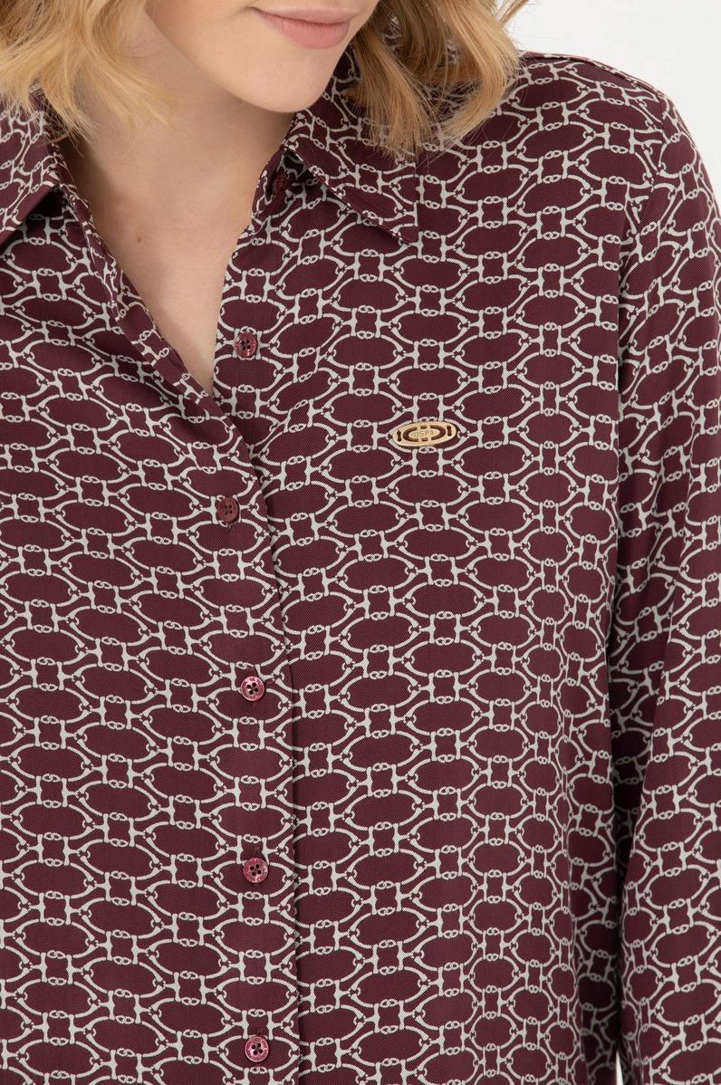 Kadın Bordo Uzun Kollu Gömlek