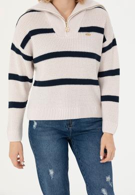 Kadın Krem V Yaka Kazak - 50270451006