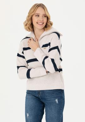 Kadın Krem V Yaka Kazak - 50270451006