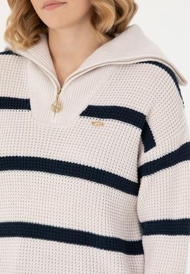 Kadın Krem V Yaka Kazak - 50270451006